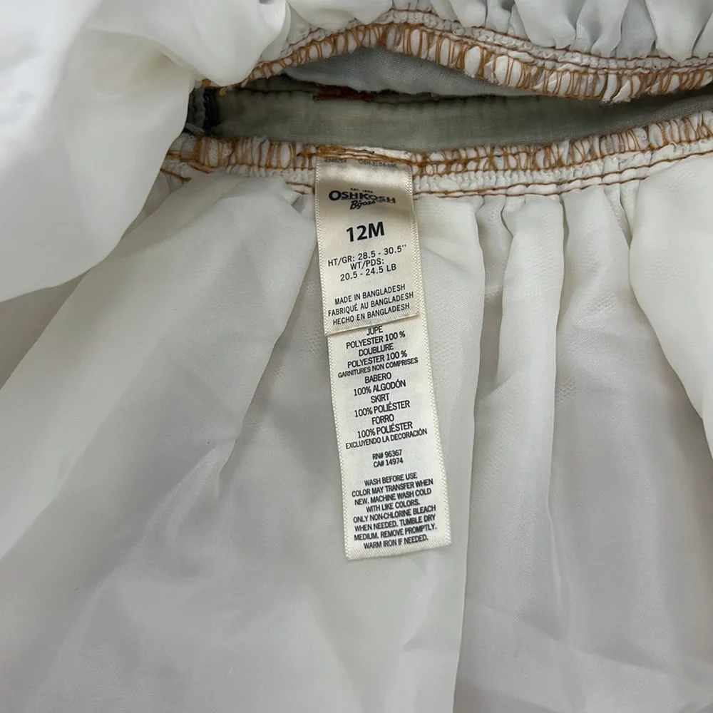 Osh Kosh Overall Dress with Cream Tulle Skirt Size 12 Months